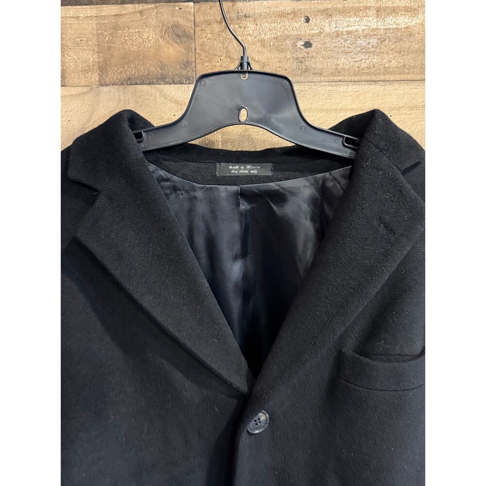 Vintage Chaps Ralph Lauren Men's Black Wool 3-Button Long Overcoat Topcoat - Picture 2 of 9